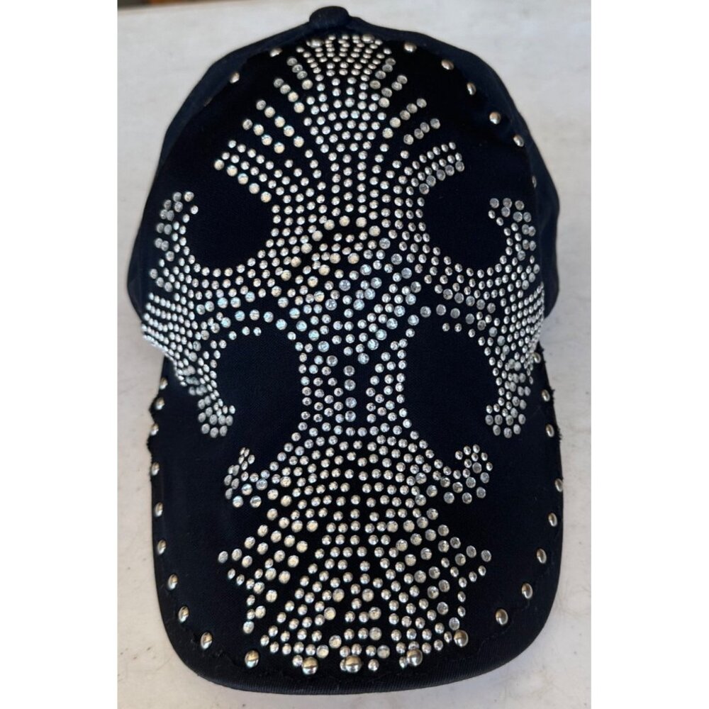Black w/Silver Beads Adjustable Women's Baseball Cap (Brand Unknown)